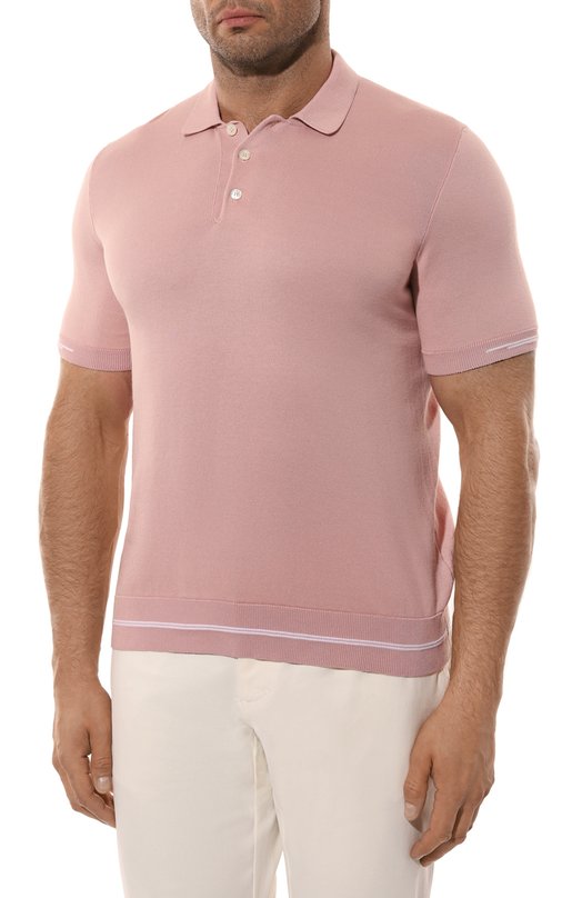 Хлопковое поло Il Borgo Cashmere Розовый, фото 3
