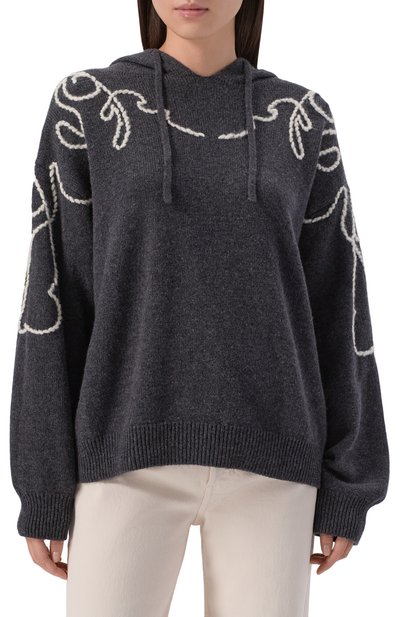 Кашемировое худи ХОХЛОМА Х АЛЕНА АХМАДУЛЛИНА темно-серого цвета по цене 167000 руб., арт. WKT1341, фото 3 Кашемировое худи ХОХЛОМА Х АЛЕНА АХМАДУЛЛИНА, арт. WKT1341, фото 3