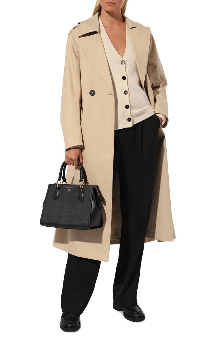 Женская сумка marilyn medium MICHAEL MICHAEL KORS черного цвета, арт. 30S2G6AS2L | Фото 7 (Материал: Натуральная кожа; Ремень/цепочка: На ремешке; Размер: medium; Сумки-технические: Сумки top-handle; Материал сплава: Проставлено; Драгоценные камни: Проставлено)