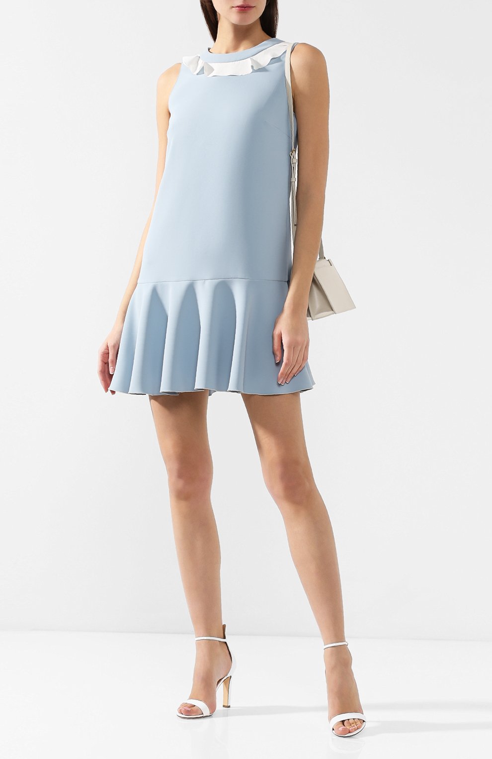 Платье с оборкой REDVALENTINO голубого цвета по цене 34550 руб., арт. RR3VAB75/DIP, фото 2 Платье с оборкой REDVALENTINO, арт. RR3VAB75/DIP, фото 2