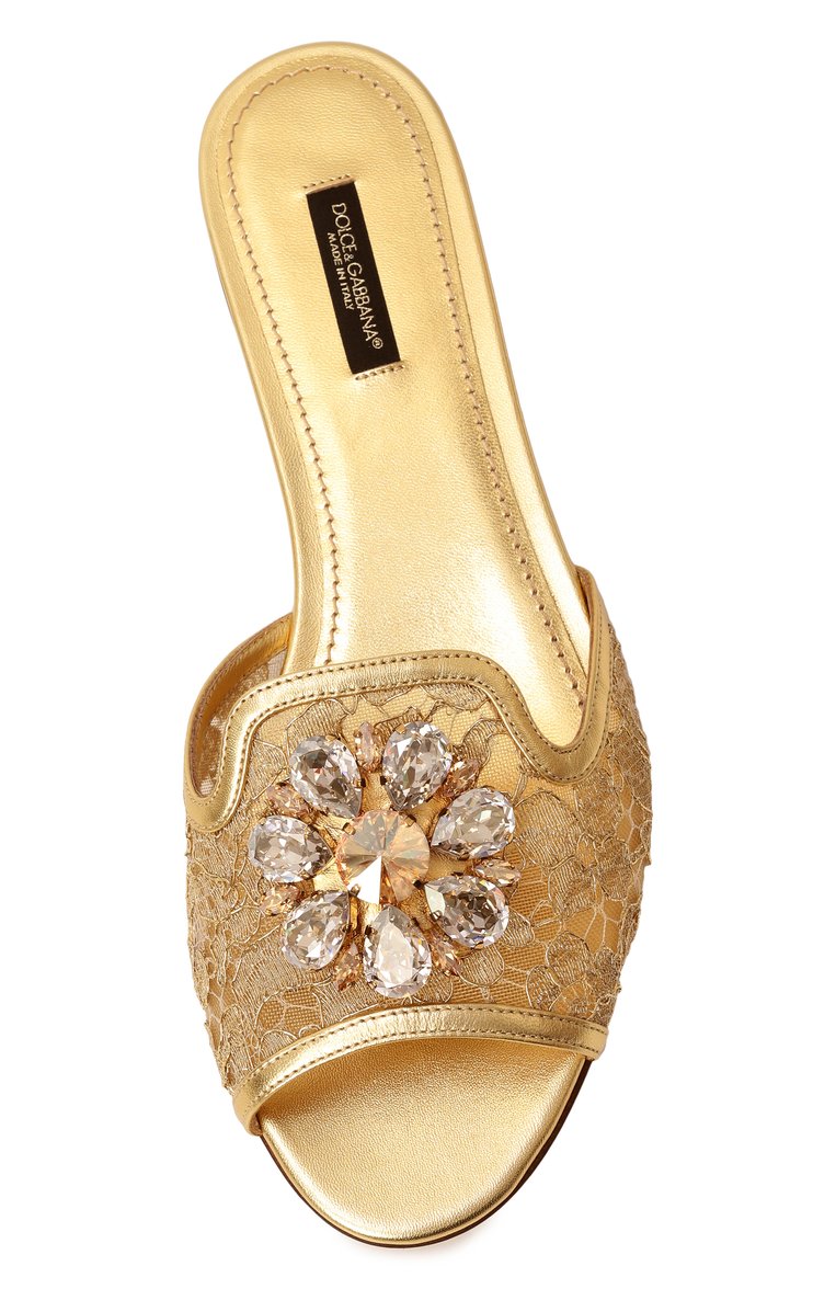 Женские текстильные шлепанцы rainbow bianca DOLCE & GABBANA золотого цвета, арт. CQ0023/AE637 | Фото 6 (Материал внешний: Текстиль; Каблук высота: Низкий; Материал внутренний: Натуральная кожа; Подошва: Плоская; Размерность: Идёт в размер; Автоматизация ТО: Проставлено; Автоматизация состава: Проставлено)
