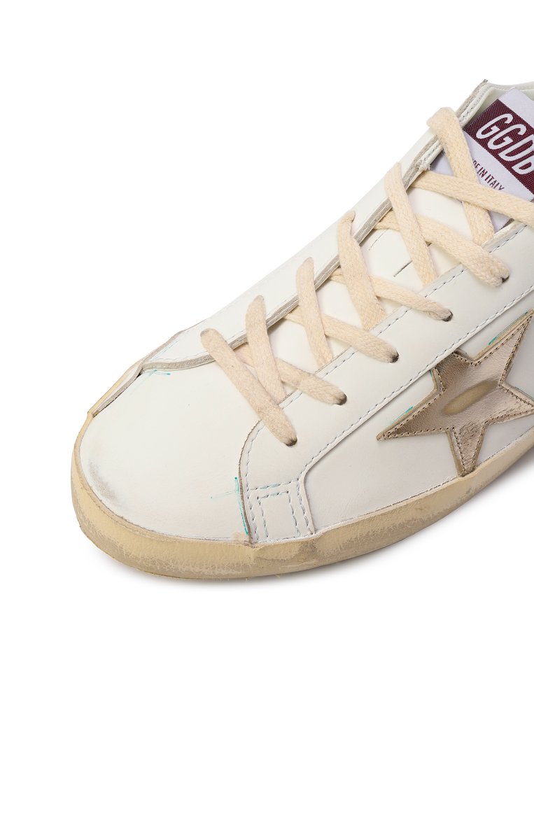 Женские кожаные кеды super star GOLDEN GOOSE DELUXE BRAND белого цвета, арт. GWF00102.F006844 | Фото 7 (Материал внутренний: Текстиль; Подошва: Платформа; Материал внешний: Натуральная кожа; Материал утеплителя: Без утеплителя; Кросс-КТ: Низкие; Стили: Кэжуэл; Автоматизация ТО: Проставлено; Автоматизация состава: Проставлено)