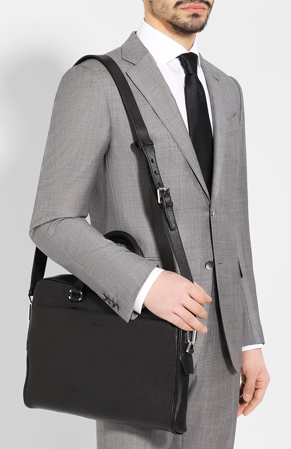 Кожаная сумка для ноутбука BRIONI черного цвета по цене 278000 руб., арт. 0ITX0L/07733, фото 5 Кожаная сумка для ноутбука BRIONI, арт. 0ITX0L/07733, фото 5