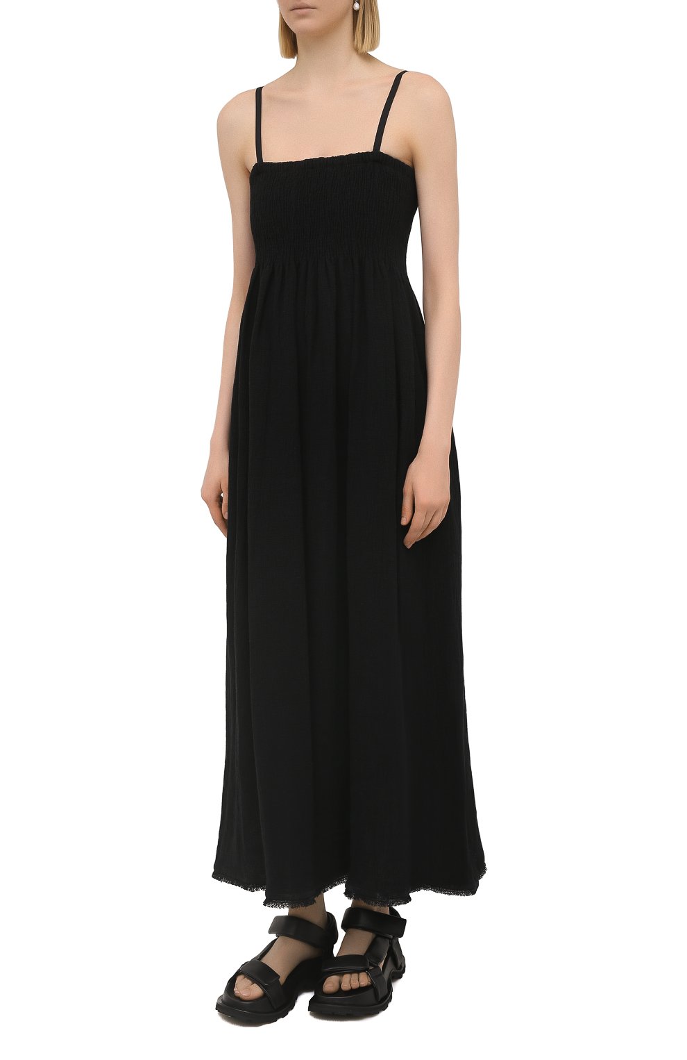 Льняное платье JIL SANDER черного цвета по цене 187500 руб., арт. JSPS501804-WS320400, фото 3 Льняное платье JIL SANDER, арт. JSPS501804-WS320400, фото 3