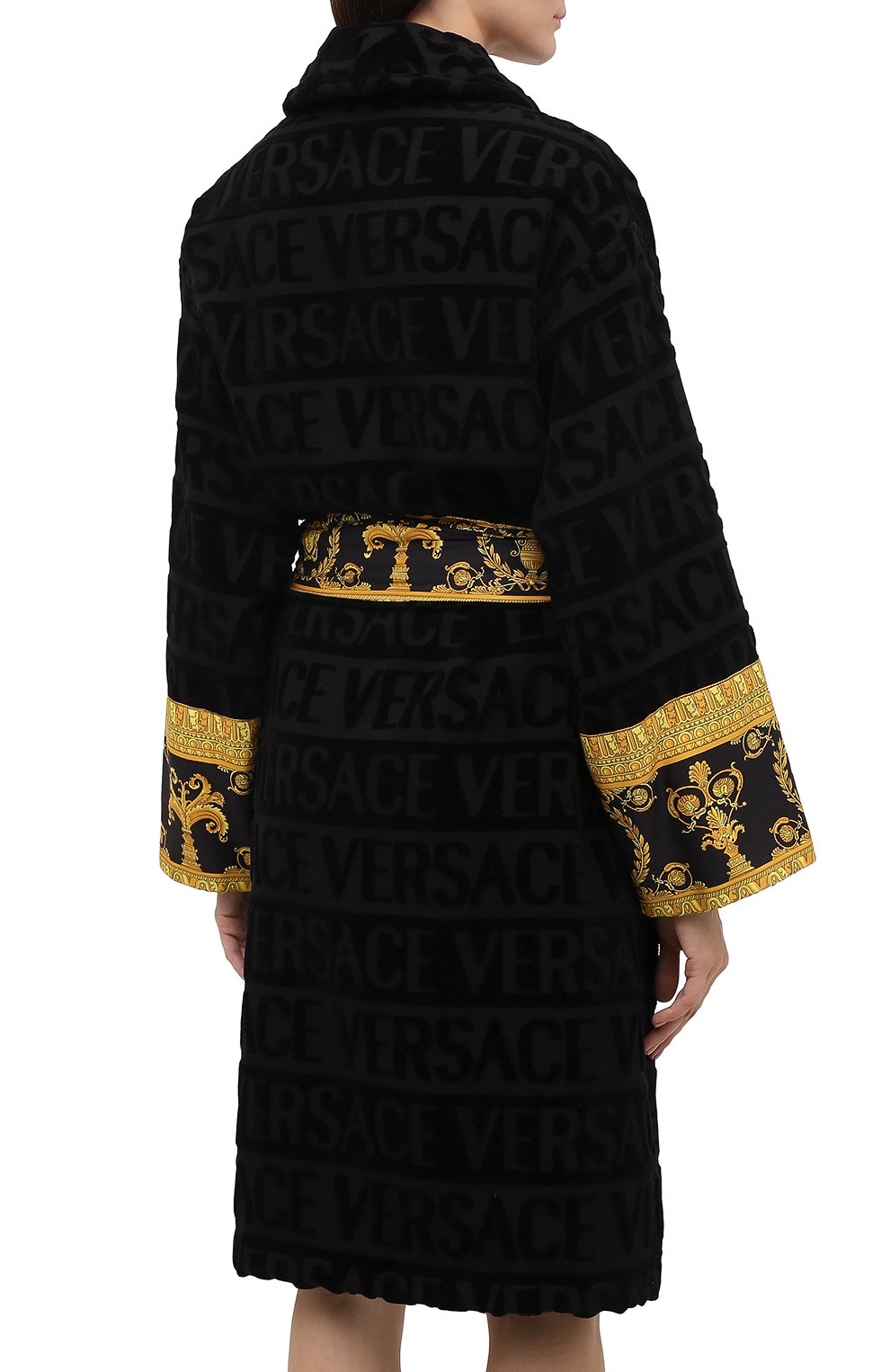 Хлопковый халат VERSACE черного цвета по цене 69850 руб., арт. ZACJ00008/ZC0SP052, фото 4 Хлопковый халат VERSACE, арт. ZACJ00008/ZC0SP052, фото 4