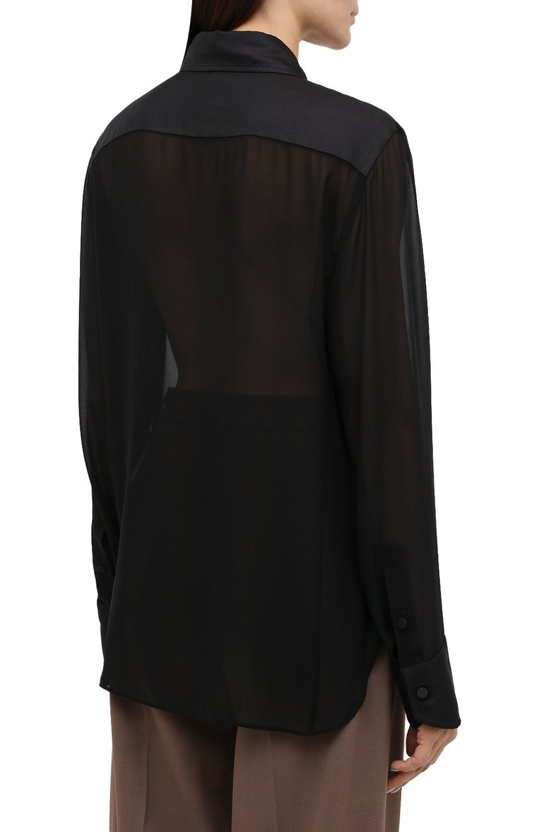 Женская шелковая блузка TOM FORD черного цвета, арт. CA3165-FAX058 | Фото 4 (Длина (для топов): Стандартные; Материал внешний: Шелк; Принт: Без принта; Рукава: Длинные; Стили: Классический; Женское Кросс-КТ: Блуза-одежда; Региональные ограничения белый список (Axapta Mercury): RU)