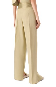 Женские брюки из вискозы и шелка JIL SANDER светло-зеленого цвета, арт. J02KA0294-J65005 | Фото 4 (Длина (брюки, джинсы): Стандартные; Материал внешний: Вискоза, Шелк; Женское Кросс-КТ: Брюки-одежда; Силуэ�т Ж (брюки и джинсы): Широкие; Случай: Формальный; Кросс-КТ: костюм; Стили: Минимализм)
