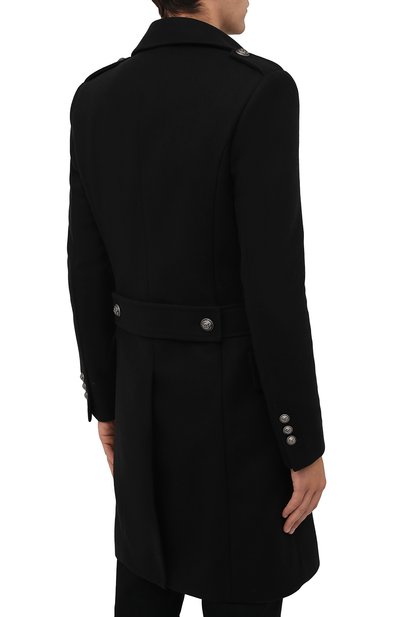 Шерстяное пальто BALMAIN черного цвета по цене 240500 руб., арт. WH1UB000/W115, фото 4 Шерстяное пальто BALMAIN, арт. WH1UB000/W115, фото 4