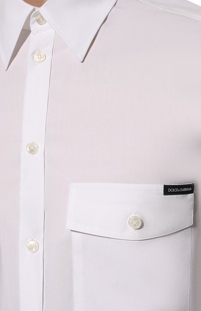 Хлопковая рубашка DOLCE & GABBANA белого цвета по цене 57450 руб., арт. G5JA6T/FU5T9, фото 5 Хлопковая рубашка DOLCE & GABBANA, арт. G5JA6T/FU5T9, фото 5