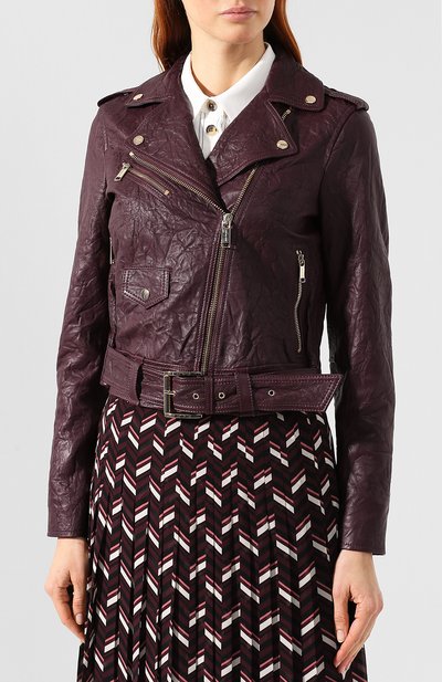 Кожаная куртка MICHAEL MICHAEL KORS бордового цвета по цене 46050 руб., арт. MH82HYG2A3, фото 3 Кожаная куртка MICHAEL MICHAEL KORS, арт. MH82HYG2A3, фото 3