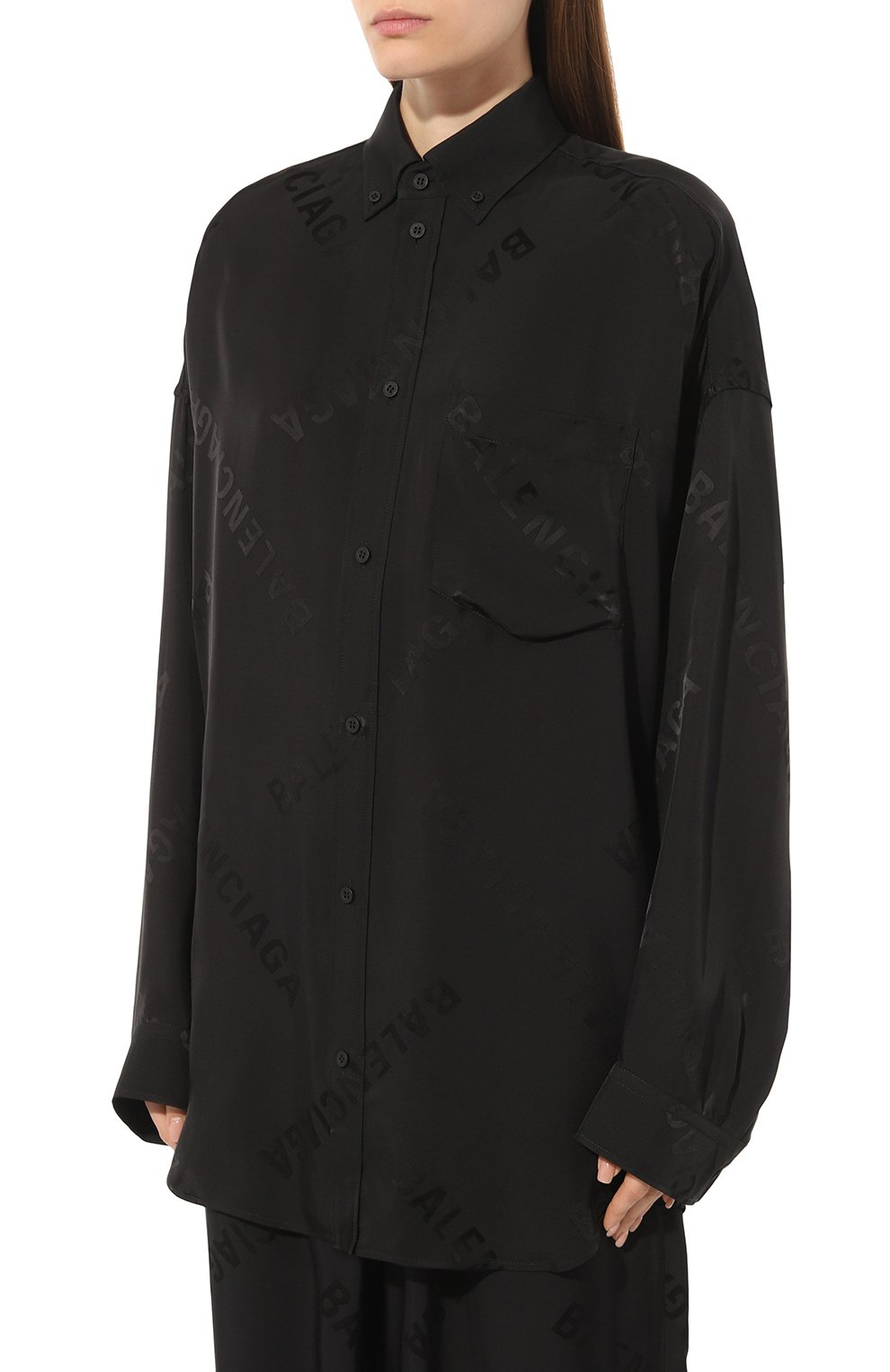 Рубашка из вискозы BALENCIAGA черного цвета по цене 173000 руб., арт. 773300/T0013, фото 3 Рубашка из вискозы BALENCIAGA, арт. 773300/T0013, фото 3