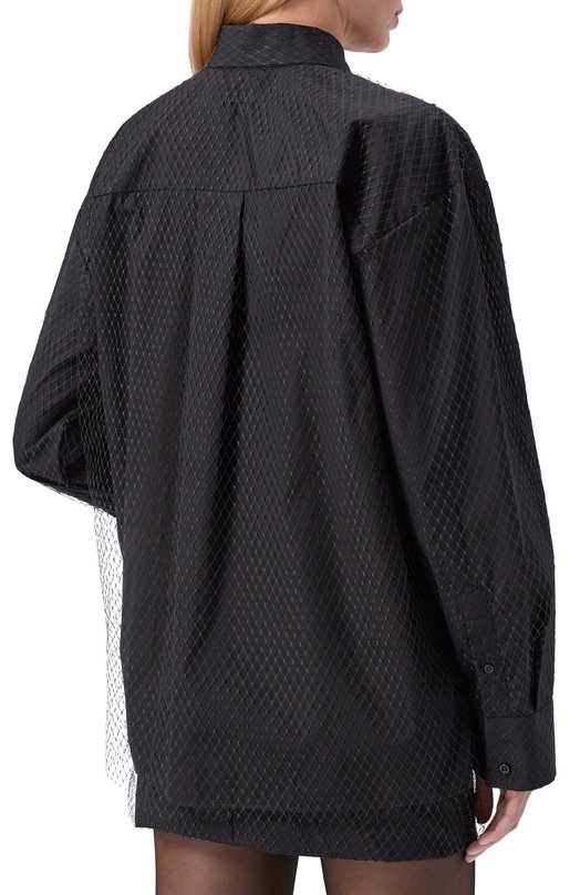 Хлопковая рубашка MSGM 3941MDE16X/257602 Чёрный  3941MDE16X/257602 Фото 4