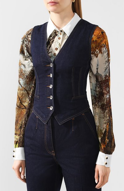 Джинсовый жилет DOLCE & GABBANA темно-синего цвета по цене 99500 руб., арт. F79U5D/G899X, фото 3 Джинсовый жилет DOLCE & GABBANA, арт. F79U5D/G899X, фото 3