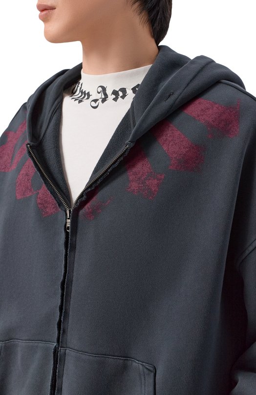 Хлопковая толстовка Palm Angels PMBE02FS26FLE001 Серый  PMBE02FS26FLE001 Фото 5