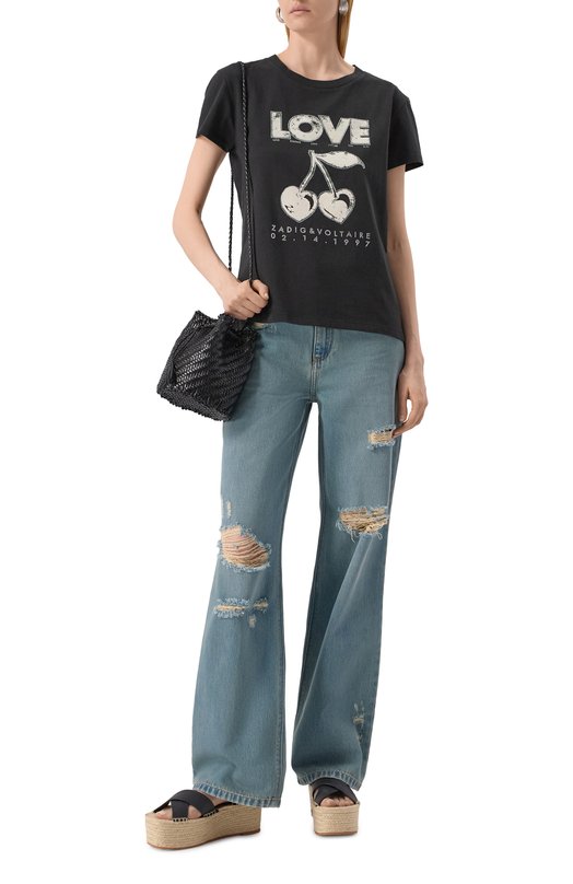 Хлопковая футболка Zadig and Voltaire JWTS02684 Чёрный  JWTS02684 Фото 2