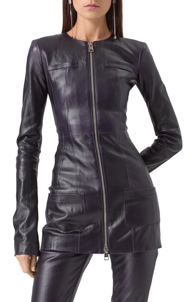 Кожаный жакет THE ATTICO темно-фиолетового цвета по цене 351500 руб., арт. 247WCG77, фото 3 Кожаный жакет THE ATTICO, арт. 247WCG77, фото 3