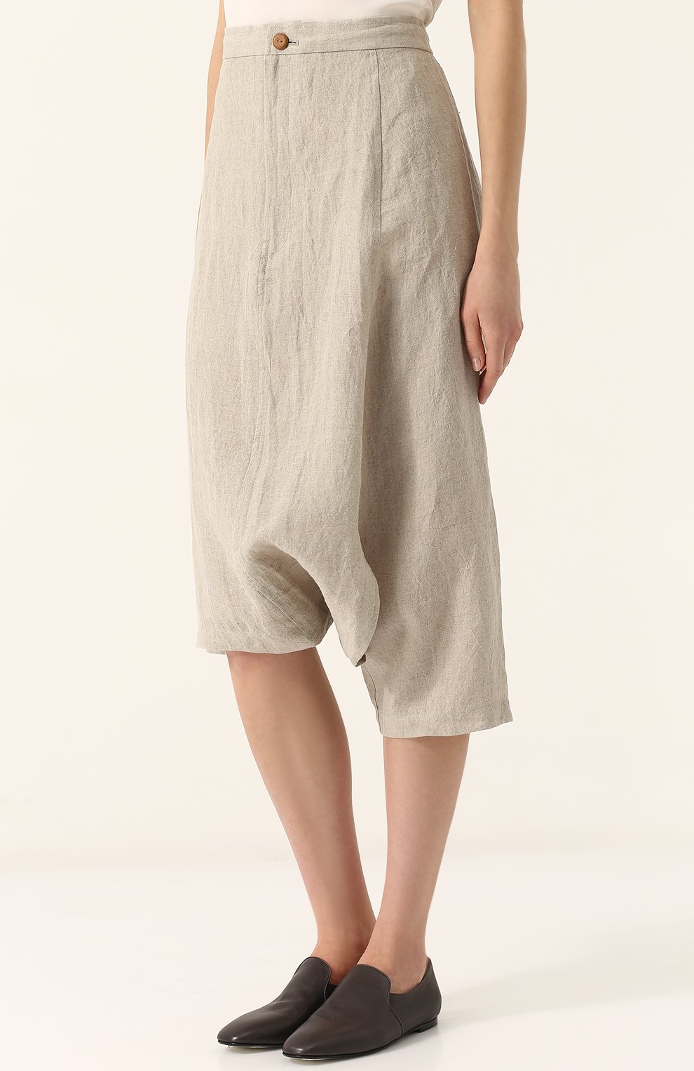Укороченные льняные брюки YOHJI YAMAMOTO, арт. FE-P52-300, фото 3