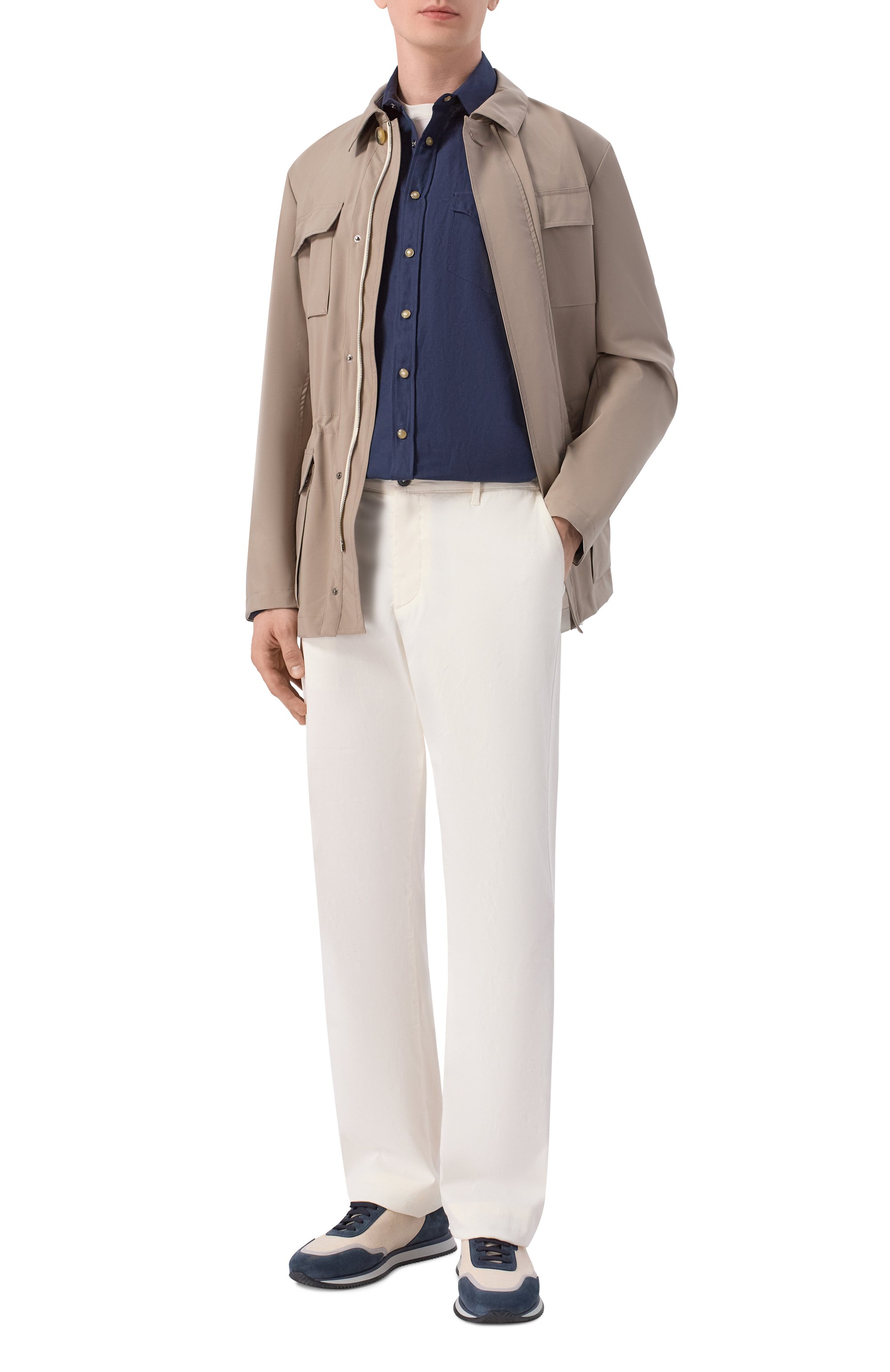 Рубашка из хлопка и льна CANALI темно-синего цвета по цене 74200 руб., арт. CSL7066/GL03744, фото 2 Рубашка из хлопка и льна CANALI, арт. CSL7066/GL03744, фото 2