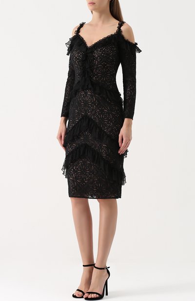 Кружевное облегающее платье с открытыми плечами TADASHI SHOJI, арт. AYW17530MD, фото 3