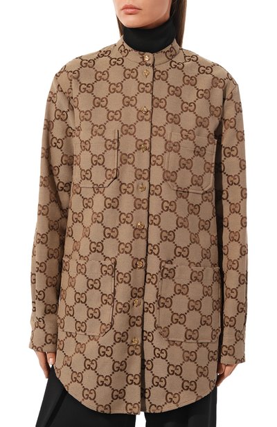 Хлопковая рубашка GUCCI бежевого цвета по цене 216000 руб., арт. 669337 ZAHT5, фото 3 Хлопковая рубашка GUCCI, арт. 669337 ZAHT5, фото 3