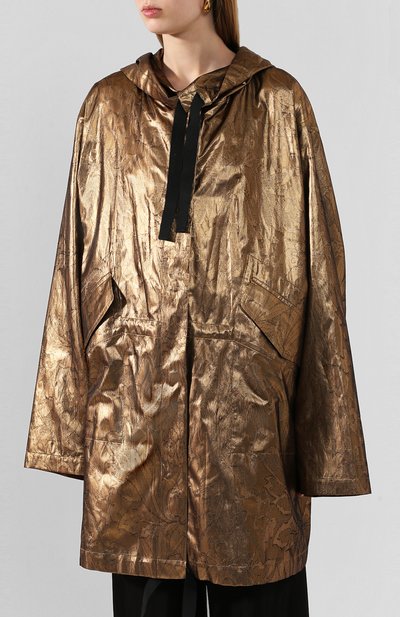 Шелковый плащ DRIES VAN NOTEN бронзового цвета по цене 157500 руб., арт. 201-10236-9366, фото 3 Шелковый плащ DRIES VAN NOTEN, арт. 201-10236-9366, фото 3