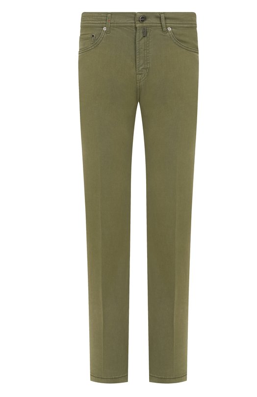Хлопковые брюки Kiton UPNJS1K0606F08 Хаки UPNJS1K0606F08
