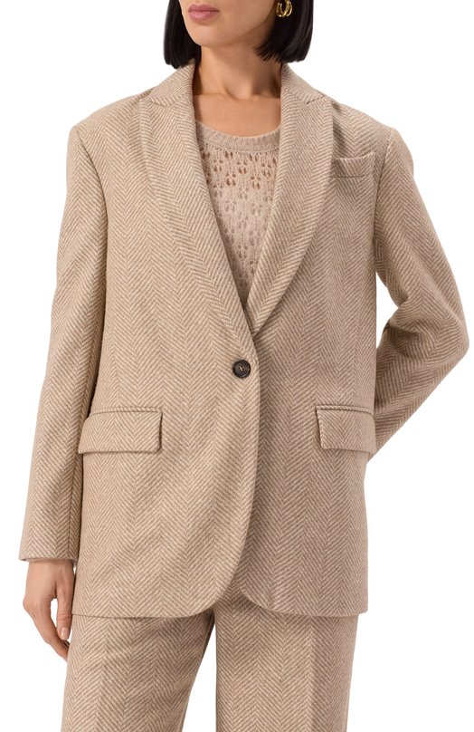 Шерстяной жакет Brunello Cucinelli MQ4742518 Бежевый  MQ4742518 Фото 3