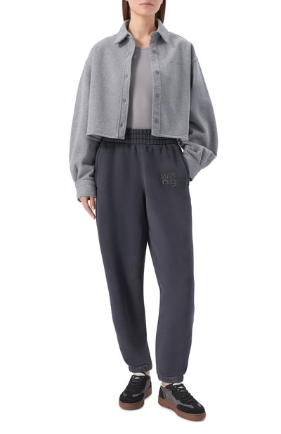 Хлопковая рубашка ALEXANDERWANG.T серого цвета по цене 67800 руб., арт. 4CC1261218, фото 2 Хлопковая рубашка ALEXANDERWANG.T, арт. 4CC1261218, фото 2