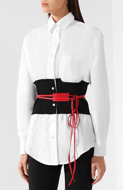 Хлопковая рубашка с поясом VICTORIA BECKHAM, арт. SH LNG 1742 PSS19 C0TT0N P0PLIN, фото 3