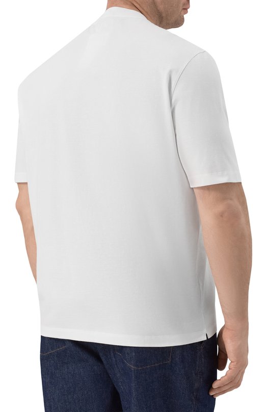 Хлопковая футболка Canali T0943/MJ02436_001 Белый  T0943/MJ02436_001 Фото 4