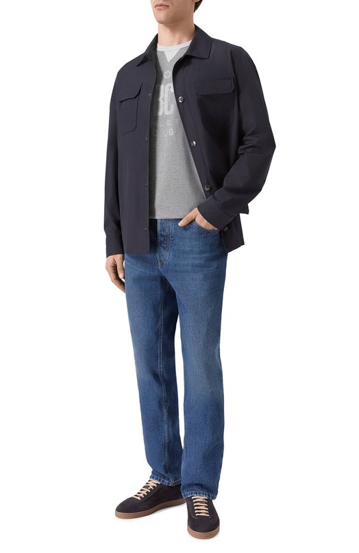 Хлопковая футболка Brunello Cucinelli M0B131001G Серый  M0B131001G Фото 2