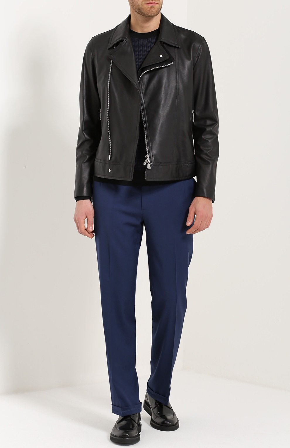 Кожаная куртка с косой молнией и отложным воротником BRIONI, арт. PL05/P6717, фото 2