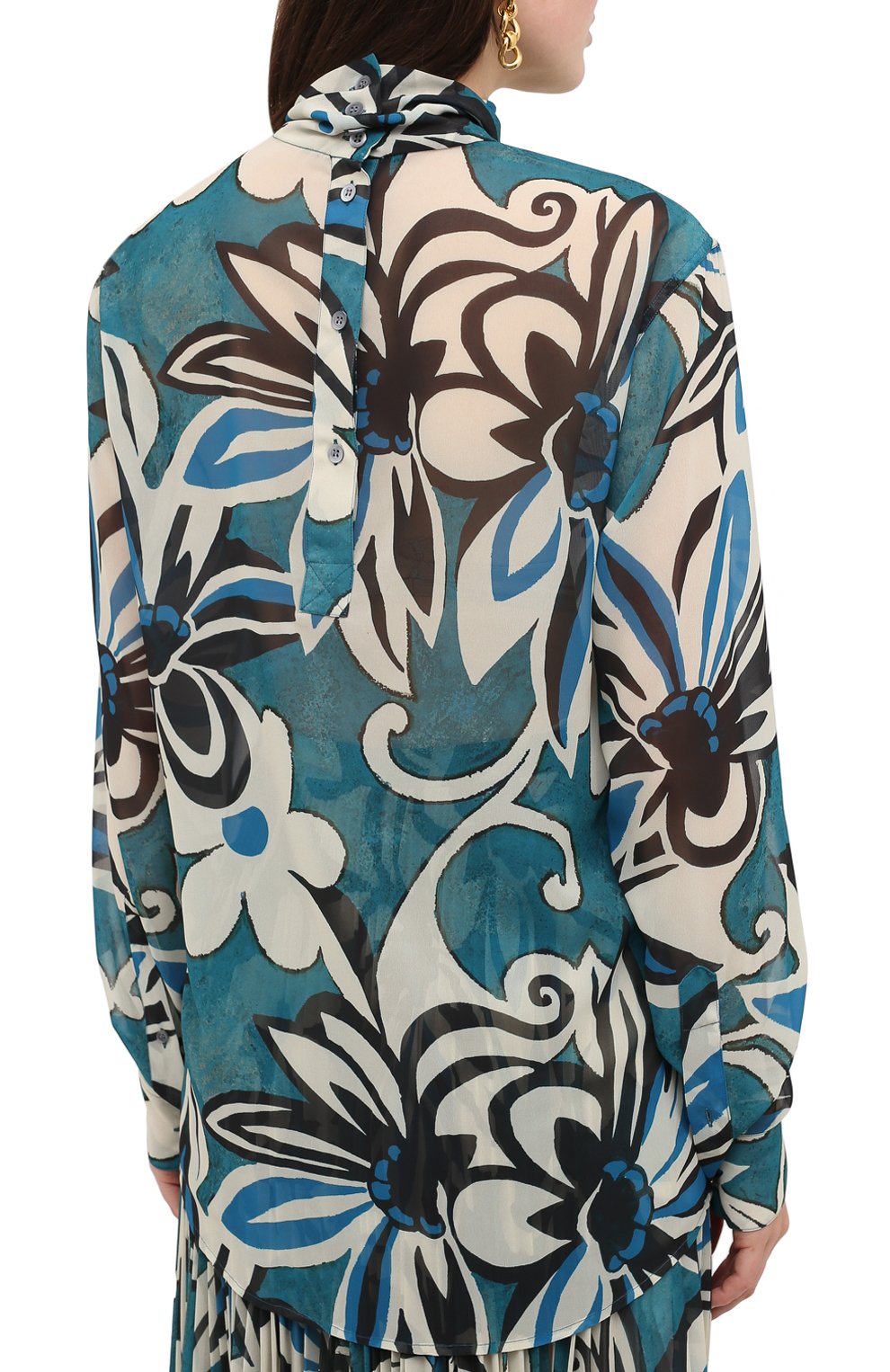 Блузка DRIES VAN NOTEN голубого цвета по цене 58800 руб., арт. 202-30782-1062, фото 4 Блузка DRIES VAN NOTEN, арт. 202-30782-1062, фото 4