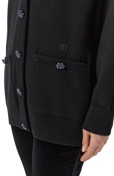Шерстяной кардиган DOLCE & GABBANA черного цвета по цене 363000 руб., арт. FXVDFZ/JDVGC, фото 5 Шерстяной кардиган DOLCE & GABBANA, арт. FXVDFZ/JDVGC, фото 5