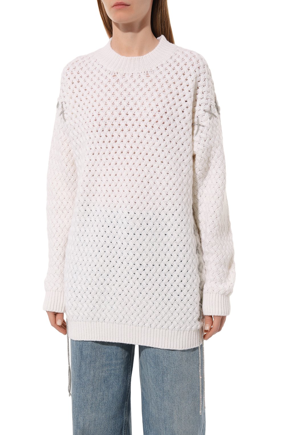 Свитер из шерсти и кашемира GIUSEPPE DI MORABITO белого цвета по цене 89950 руб., арт. PF23250KN-264, фото 3 Свитер из шерсти и кашемира GIUSEPPE DI MORABITO, арт. PF23250KN-264, фото 3