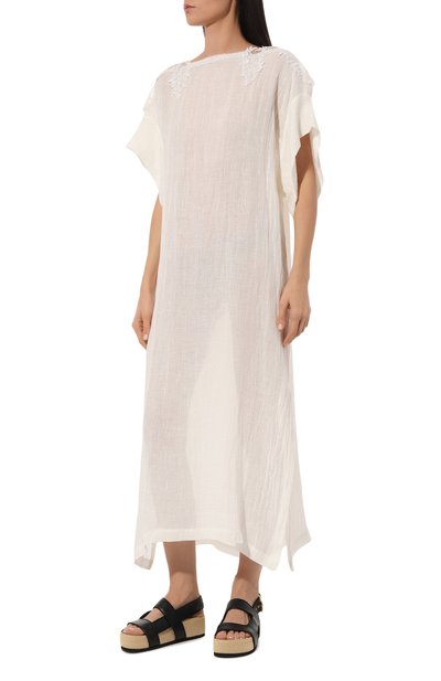 Туника изо льна и вискозы MAURIZIO белого цвета по цене 51900 руб., арт. MZS4W36060577, фото 3 Туника изо льна и вискозы MAURIZIO, арт. MZS4W36060577, фото 3