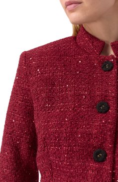 Женский твидовый костюм LOOM BY RODINA бордового цвета, арт. LBR-MARLENB | Фото 6 (Материал сплава: Проставлено; Рукава: 3/4; Драгоценные камни: Проставлено; Длина (для топов): Стандартные; Кросс-КТ: костюм; Стили: Ретро; Случай: Повседневный; Материал внешний: Синтетический материал)