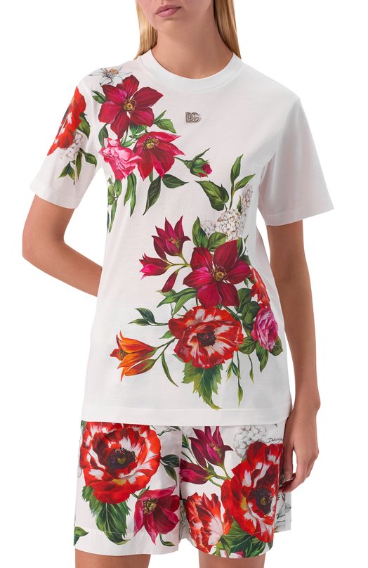 Хлопковая футболка Dolce & Gabbana F8U04T/GDDC3 Белый  F8U04T/GDDC3 Фото 3