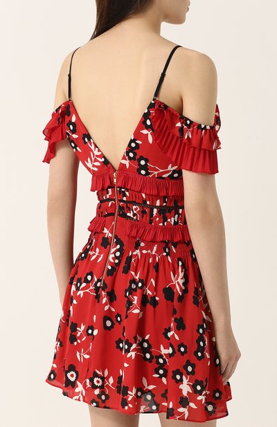 Приталенное мини-платье с оборками и открытыми плечами SELF-PORTRAIT красного цвета по цене 28750 руб., арт. SP16-091S, фото 4 Приталенное мини-платье с оборками и открытыми плечами SELF-PORTRAIT, арт. SP16-091S, фото 4