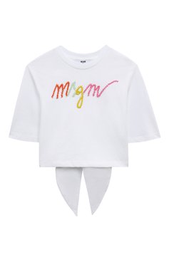 Детская хлопковая футболка MSGM KIDS белого цвета, арт. S4MSJGTH195 | Фото 1 (Девочки Кросс-КТ: футболка-одежда; Рукава: Короткие; Материал сплава: Проставлено; Материал внешний: Хлопок; Драгоценные камни: Проставлено; Ростовка одежда: 6 лет | 116 см, 8 лет | 128 см, 10 - 11 лет | 140 - 146см, 12 лет | 152 см, 16 лет | 164 см)