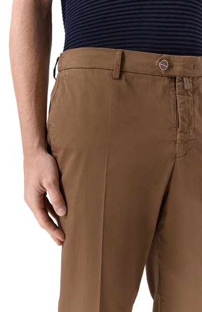 Хлопковые брюки KITON коричневого цвета по цене 121000 руб., арт. UFPPERK0600H07, фото 5 Хлопковые брюки KITON, арт. UFPPERK0600H07, фото 5