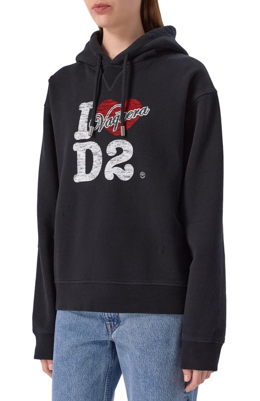 Хлопковое худи Dsquared2 S72GU0504/S25516 Чёрный  S72GU0504/S25516 Фото 3
