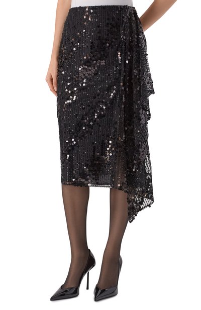Юбка с отделкой пайетками ELIE SAAB черного цвета по цене 178000 руб., арт. SK207NP25/PA010, фото 3 Юбка с отделкой пайетками ELIE SAAB, арт. SK207NP25/PA010, фото 3
