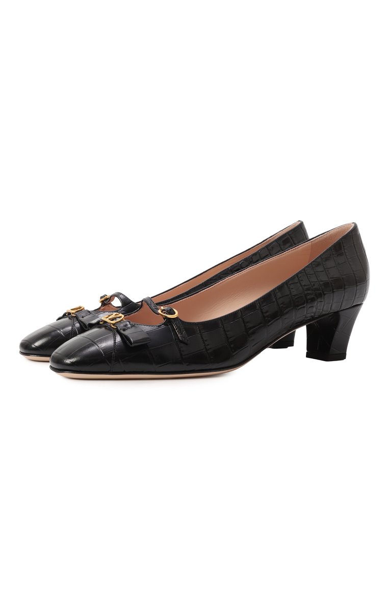 Женские кожаные туфли bowow 45 VALENTINO черного цвета, арт. 6W2S0LD2/HUR | Фото 1 (Каблук высота: Низкий; Материал внутренний: Натуральная кожа; Подошва: Плоская; Материал внешний: Натуральная кожа; Каблук тип: Устойчивый)
