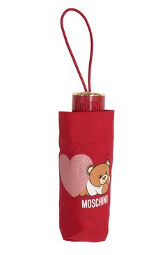 Женский складной зонт MOSCHINO красного цвета, арт. 8188-SUPERMINIC | Фото 4 (Нос: Не проставлено; Материал: Синтетический материал, Текстиль; Тематический товар: Teddy Bear)