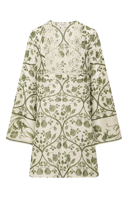 Женское хлопковое платье GIAMBATTISTA VALLI кремового цвета, арт. 25SSPVCL5128-35PRI | Фото 1 (Рукава: Длинные; Драгоценные камни: Проставлено; Длина Ж (юбки, платья, шорты): Мини; Материал внешний: Хлопок; Материал сплава: Проставлено)
