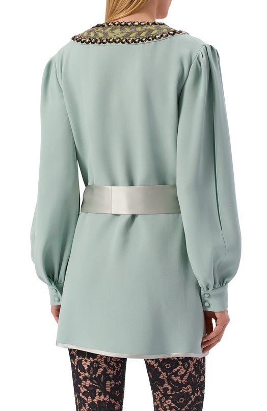 Шелковая блузка Valentino 8B3AB830/1MM Зелёный  8B3AB830/1MM Фото 4