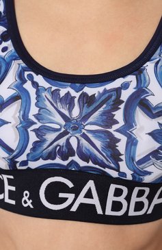 Женский бра-топ DOLCE & GABBANA голубого цвета, арт. F75H7T/FPG7B | Фото 5 (Стили: Гламурный; Материал внешний: Синтетический материал; Материал сплава: Проставлено; Драгоценные камни: Проставлено; Длина (для топов): Укороченные)