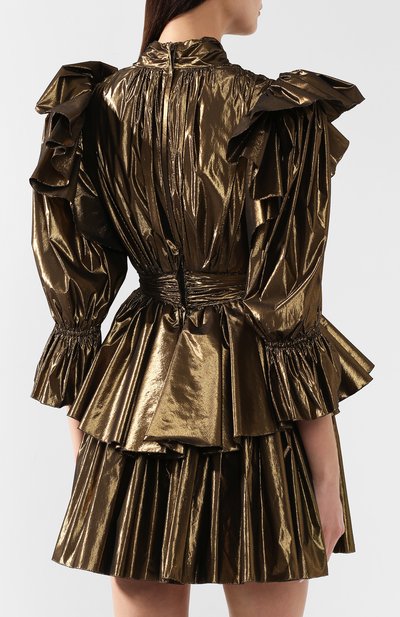 Платье с оборкой DOLCE & GABBANA золотого цвета по цене 240000 руб., арт. F6C5IT/FURHV, фото 4 Платье с оборкой DOLCE & GABBANA, арт. F6C5IT/FURHV, фото 4