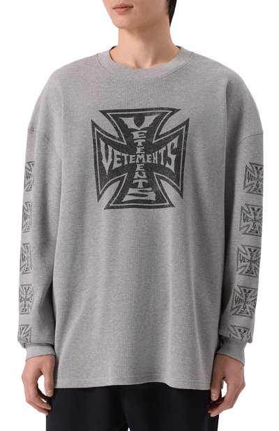 Хлопковый лонгслив VETEMENTS, арт. ME76LS181G/1220 JERSEY, фото 3